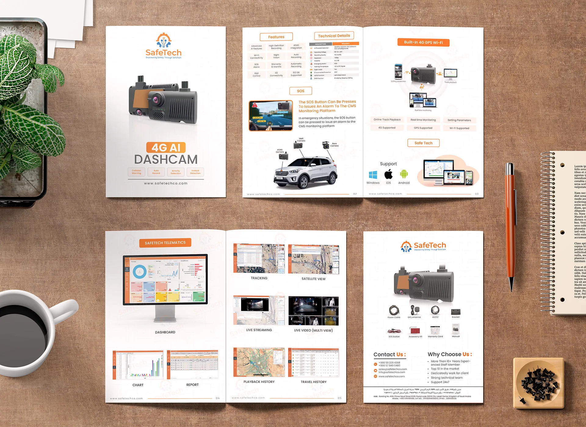 SafeTech AI Dashcam brochure design