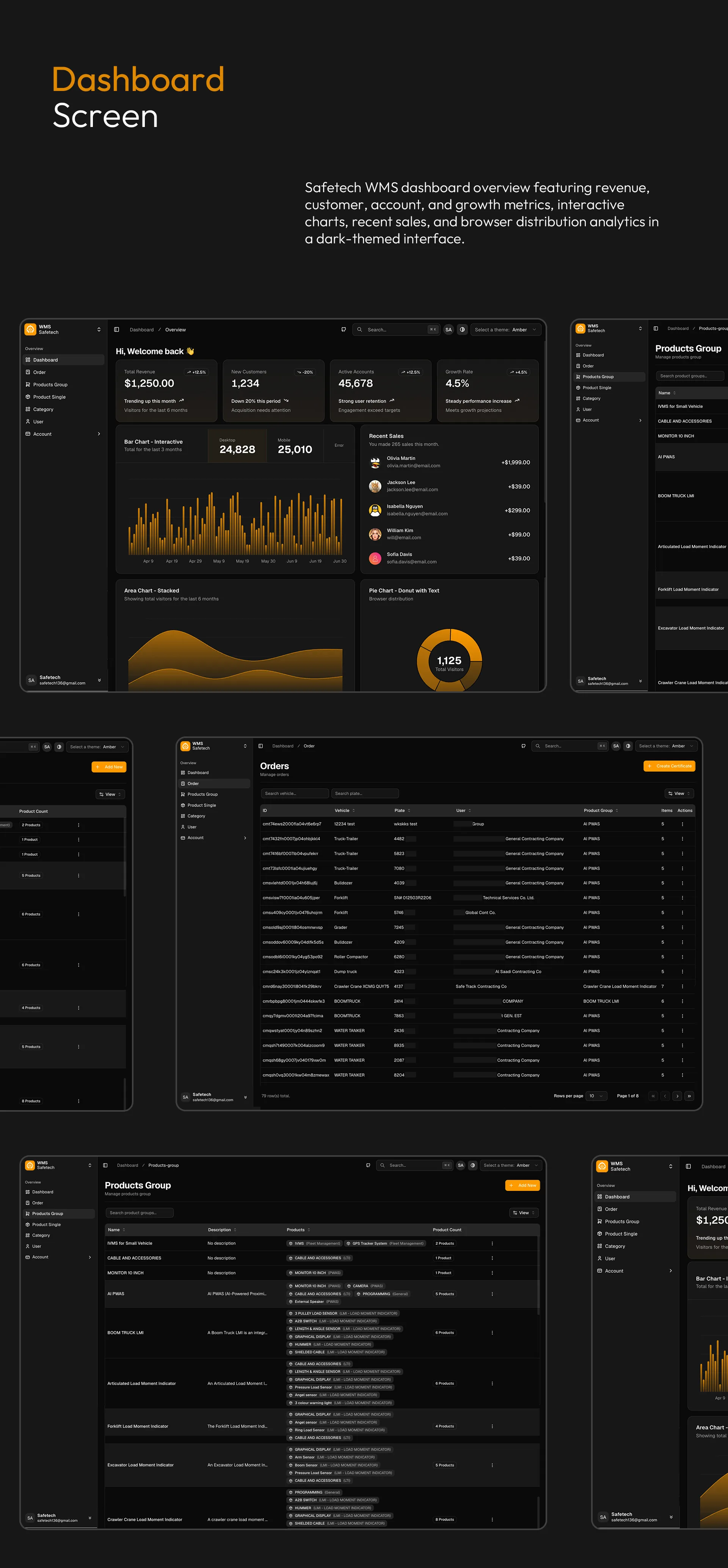 SafeTech WMS product and order management interface